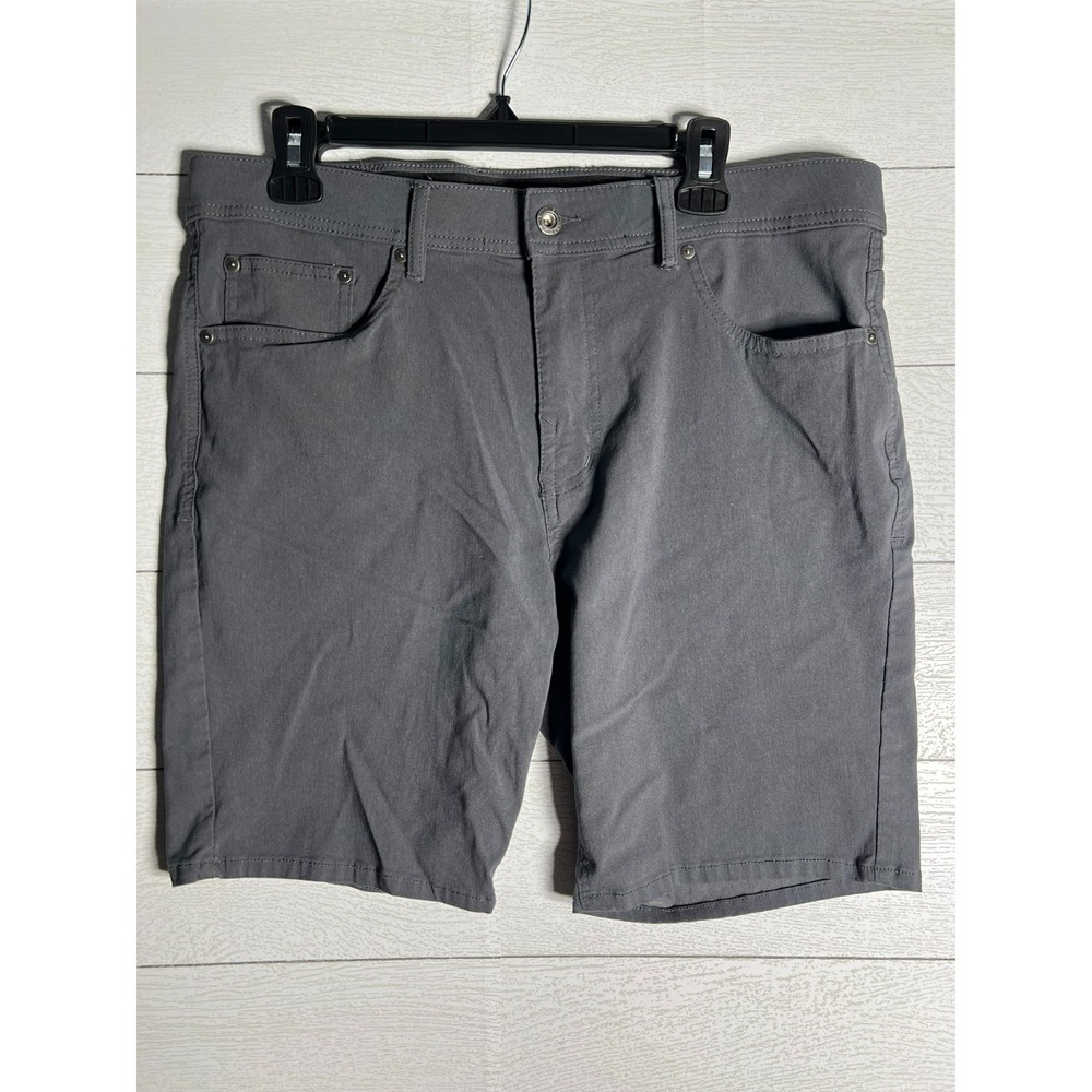 Projek Raw Men 5 Pocket Solid Bungee Shorts Size 36 Black Elastic Stretch Waist